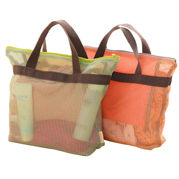 Custom Collapsible Multi-Function Durable Toy Tote Bags Market Grocery Picnic Interior Pockets Tote Nylon Beach Mesh Bag